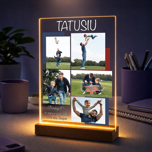 Oryginalny prezent dla taty na Dzień Ojca – kolaż ze zdjęć na szkle Tatusiu