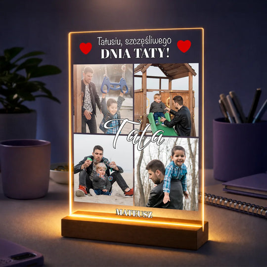 Pomysł na prezent dla taty na Dzień Ojca – kolaż zdjęć na szkle Szczęśliwego Dnia Taty