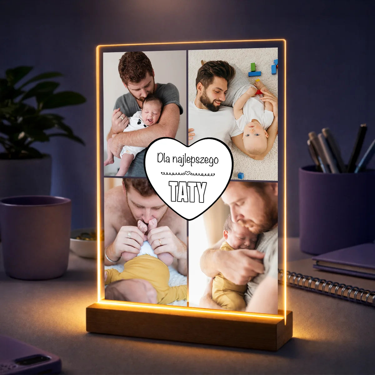 Pomysł na prezent dla taty na Dzień Ojca – personalizowany kolaż zdjęć na szkle Najlepszy tata