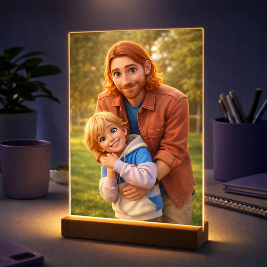 Prezent dla taty na Dzień Ojca – portret ze zdjęcia na szkle, styl bajkowy