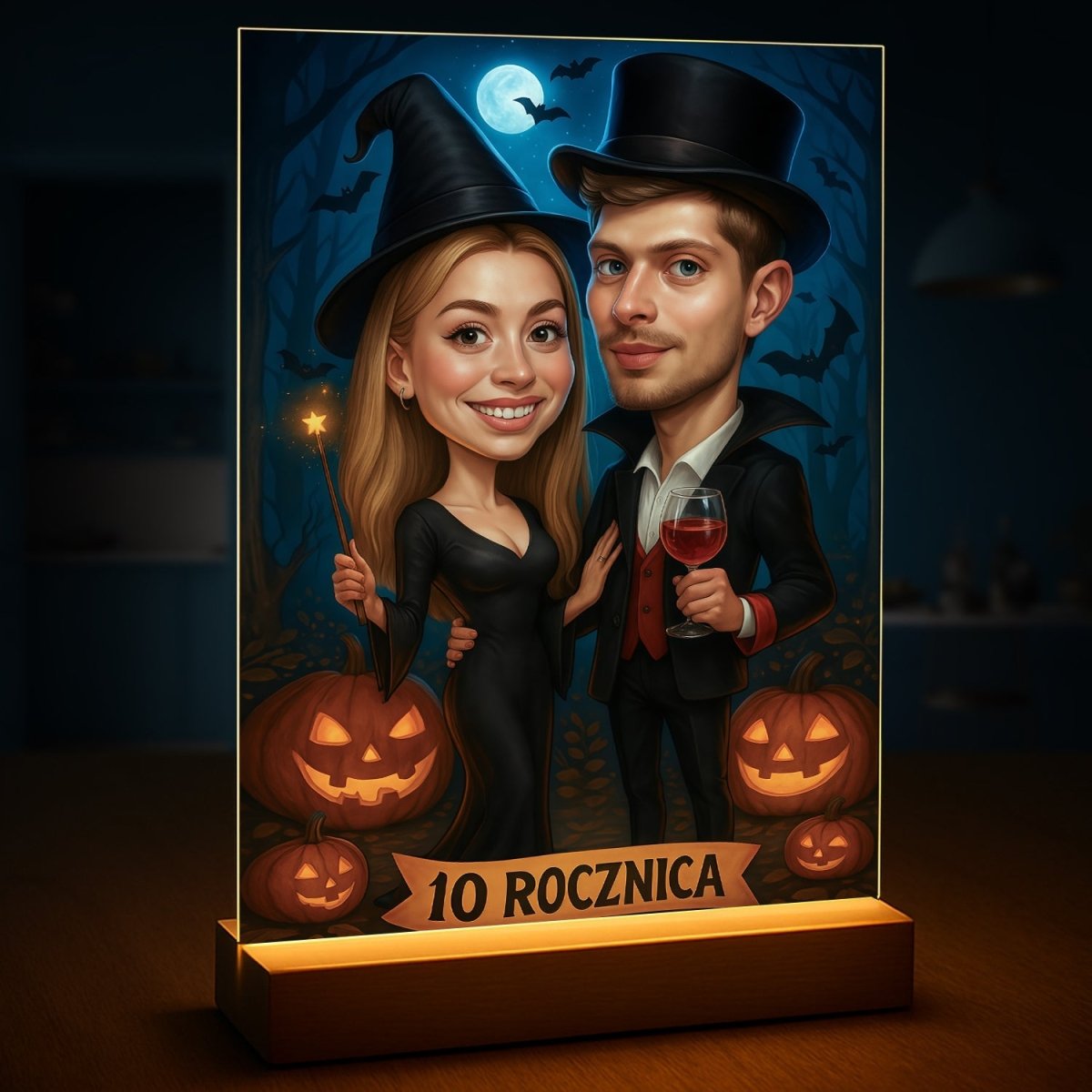 Para w klimacie halloween - druk na szkle, portret z Twojego zdjęcia - Wymaluj Prezent