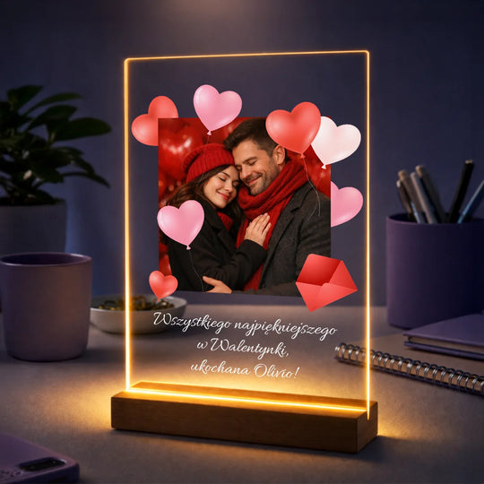 Prezent dla niej na Walentynki – zdjęcie na szkle z życzeniami dla ukochanej