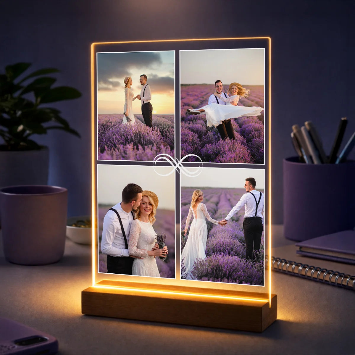 Prezent dla pary na rocznicę – kolaż ze zdjęć na szkle + znak nieskończoności