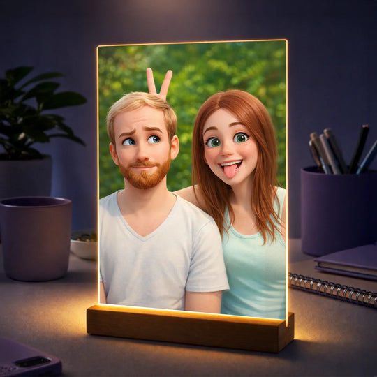 Oryginalny prezent dla pary na rocznicę – portret ze zdjęcia na szkle styl jak z animacji