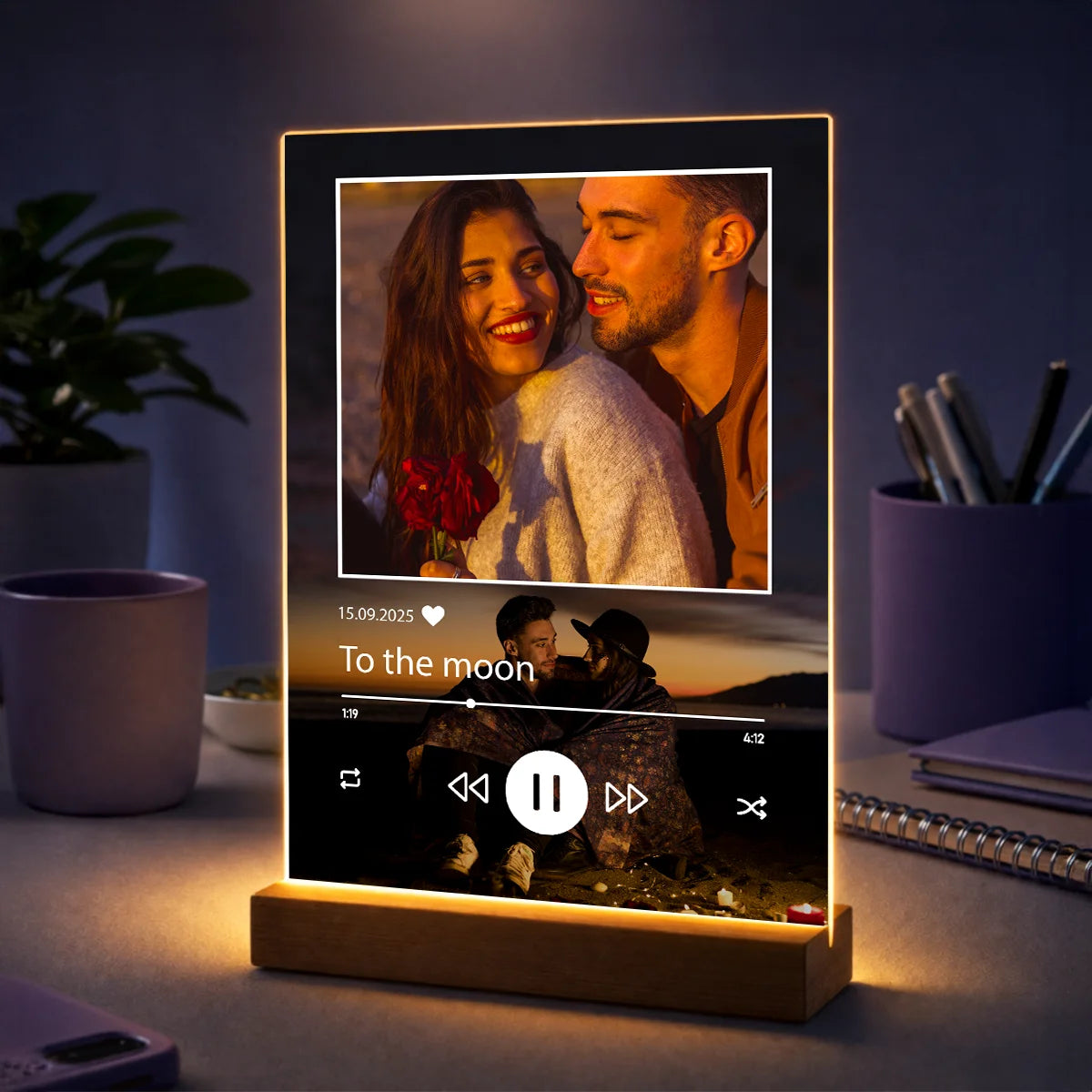 Oryginalny prezent dla pary na Walentynki – zdjęcia na szkle Data i piosenka