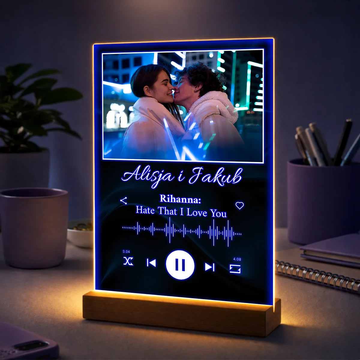 Prezent dla pary na rocznicę – personalizowany druk ze zdjęcia na szkle Nasza piosenka