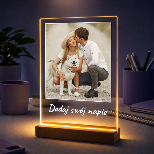 Oryginalny prezent dla pary na rocznicę – personalizowany druk ze zdjęcia na szkle Twój napis