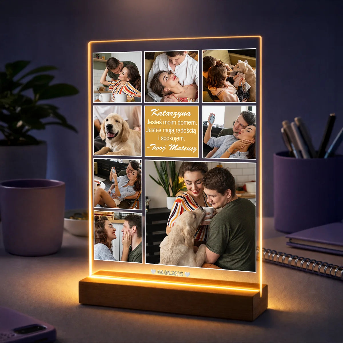 Pomysł na prezent dla niej na rocznicę – personalizowany kolaż 8 zdjęć na szkle Wspólne chwile