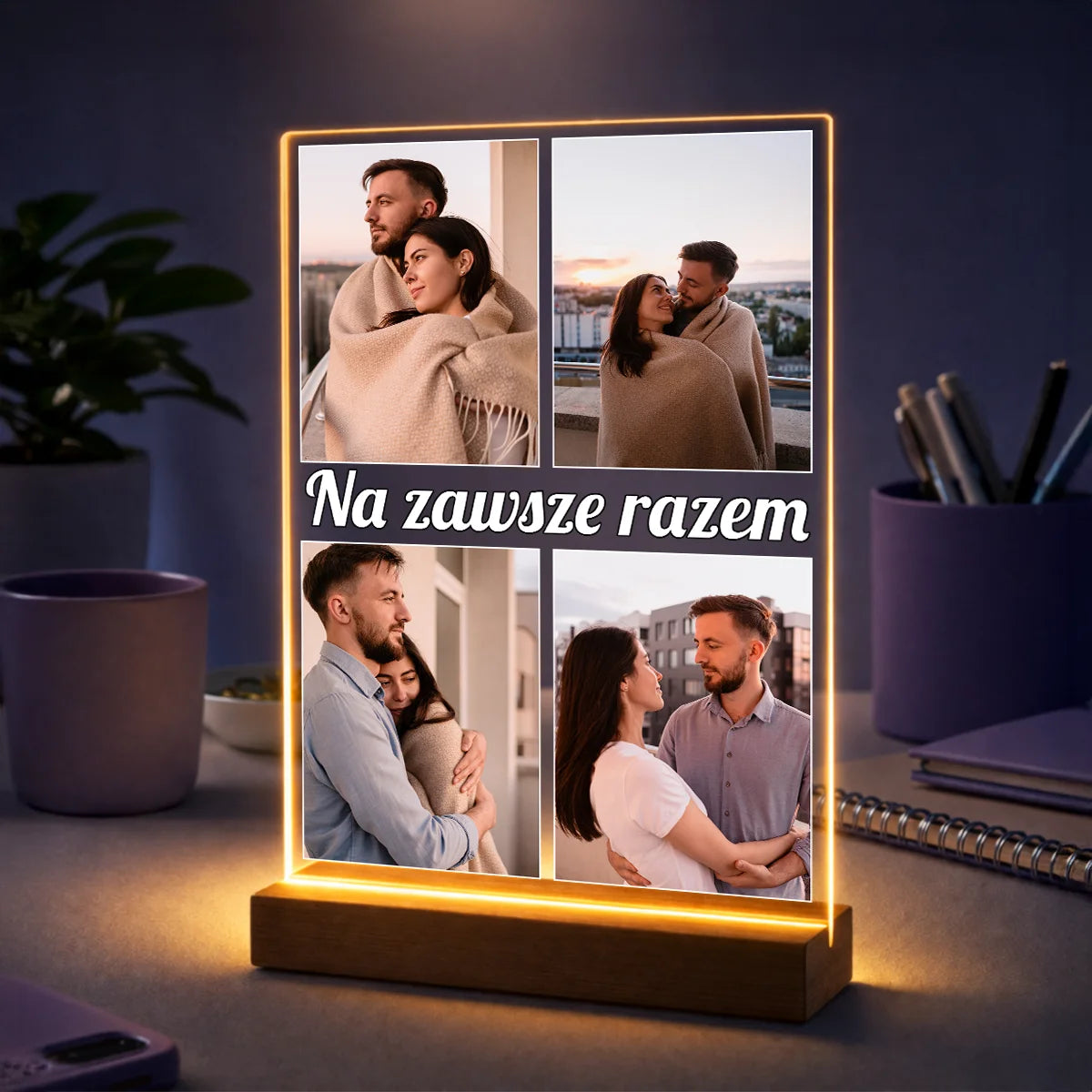Prezent dla pary na rocznicę – druk ze zdjęcia personalizowany na szkle Na zawsze razem