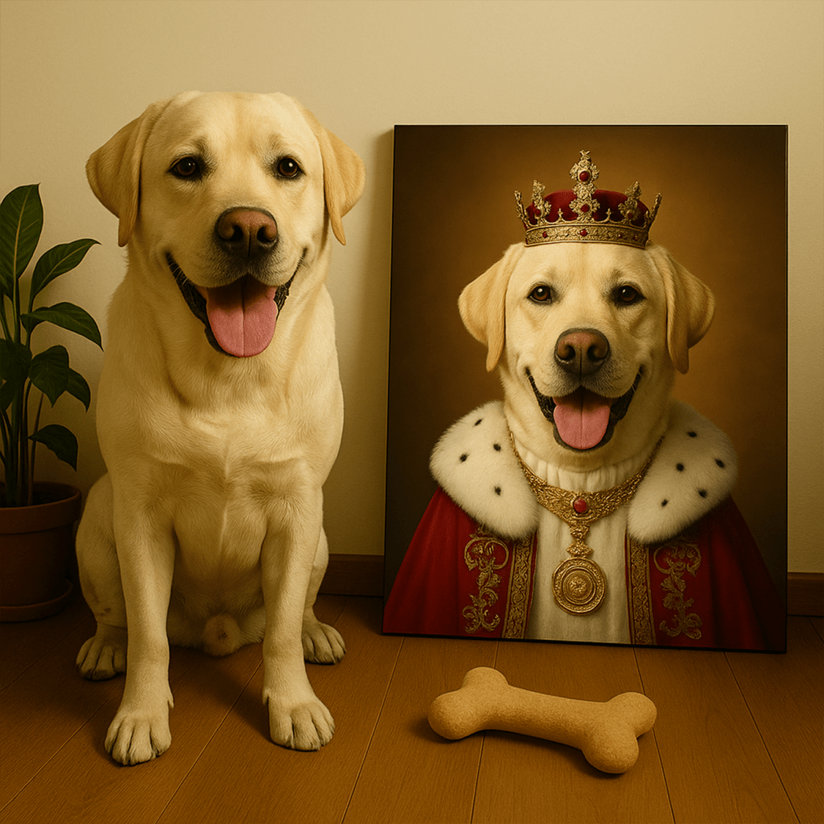 Pies jako król - obraz na płótnie z Twojego zdjęcia - Wymaluj Prezent