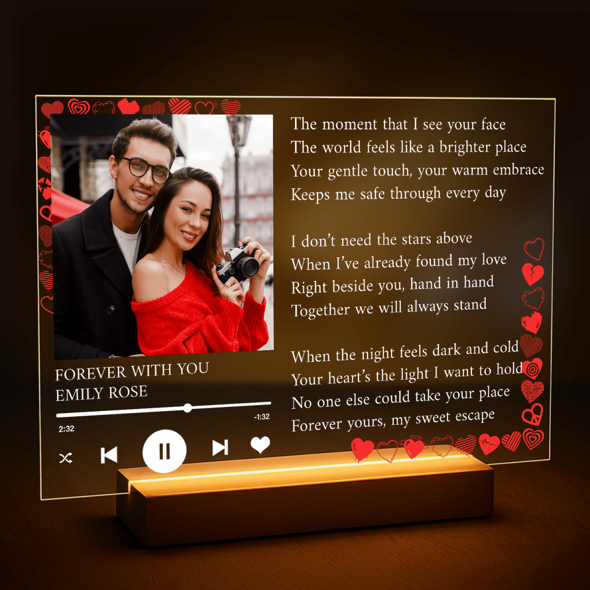 Piosenka zakochanych - druk na szkle z Twojego zdjęcia - Wymaluj Prezent