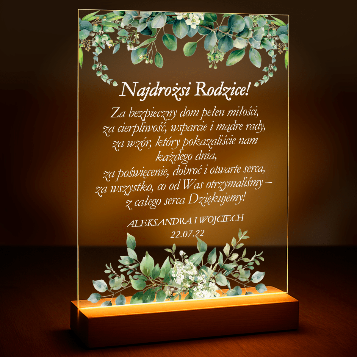 Podziękowania dla rodziców - druk na szkle z Twojego zdjęcia - Wymaluj Prezent