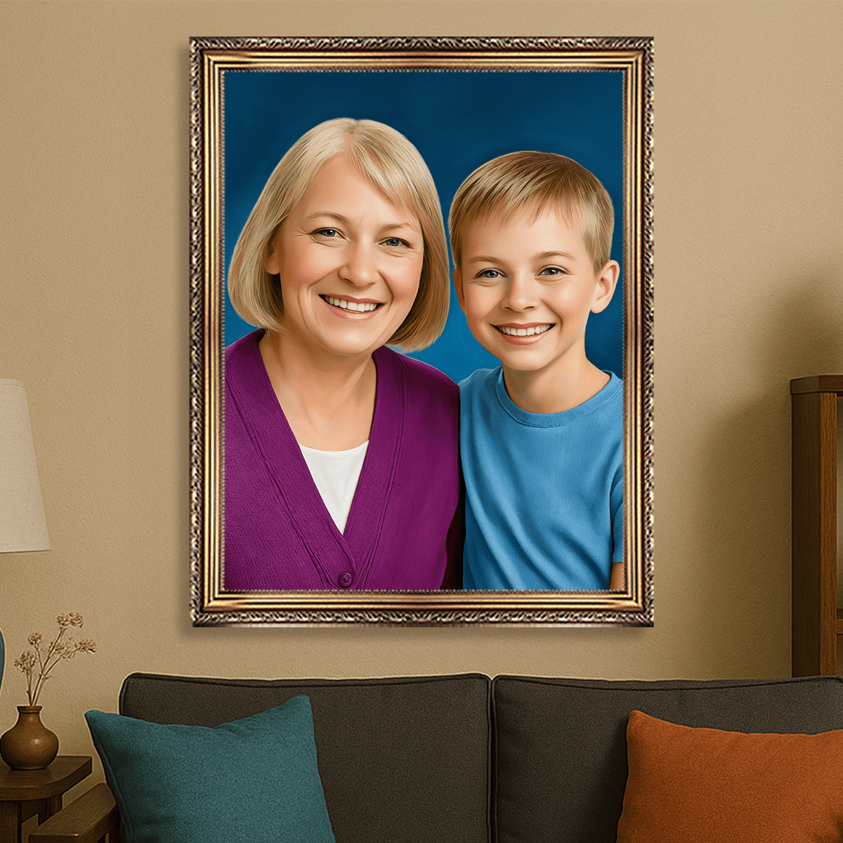 Image of Portret babci z wnukiem - obraz na płótnie z Twojego zdjęcia - Wymaluj Prezent