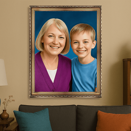 Portret babci z wnukiem - obraz na płótnie z Twojego zdjęcia