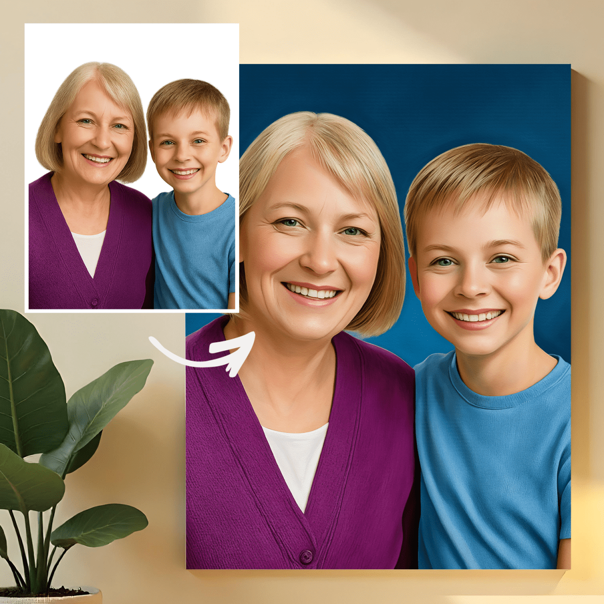 Image of Portret babci z wnukiem - obraz na płótnie z Twojego zdjęcia - Wymaluj Prezent