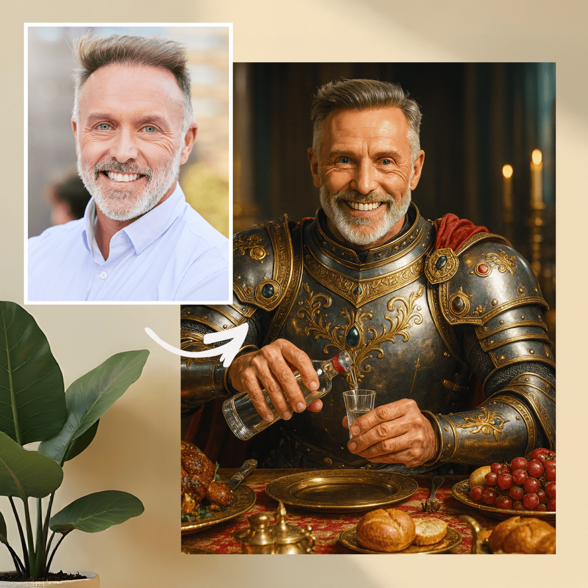 Portret biesiadującego króla - obraz na płótnie z Twojego zdjęcia - Wymaluj Prezent