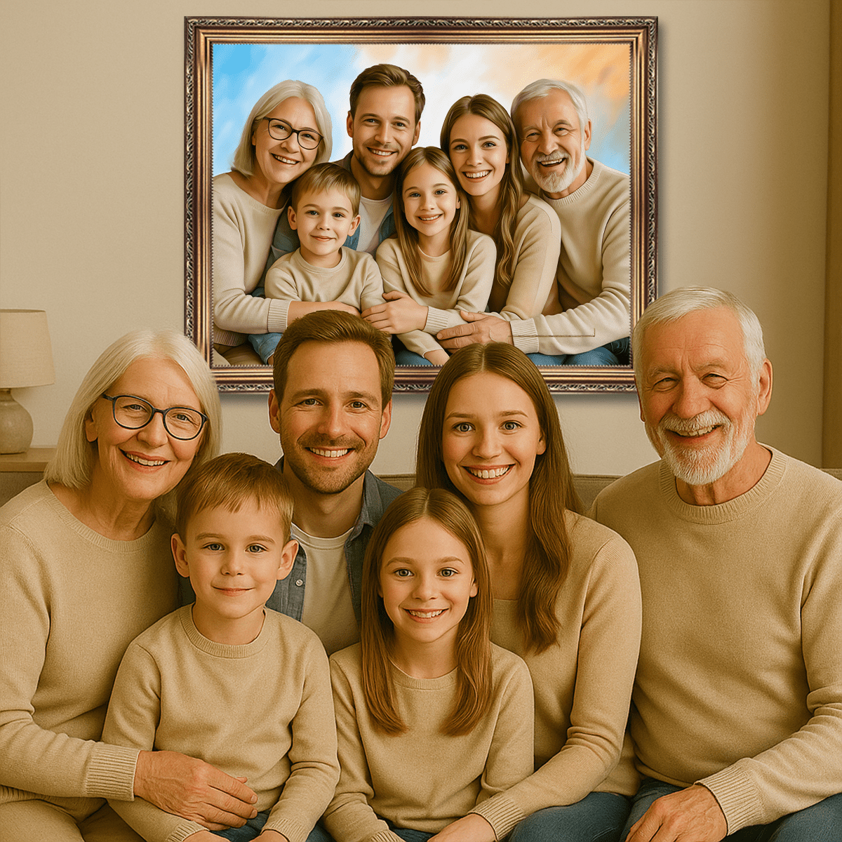 Image of Portret całej rodziny - obraz na płótnie z Twojego zdjęcia - Wymaluj Prezent
