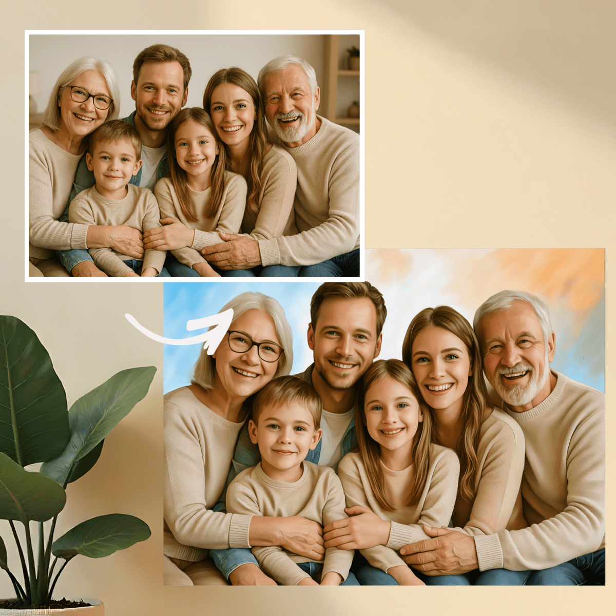 Image of Portret całej rodziny - obraz na płótnie z Twojego zdjęcia - Wymaluj Prezent