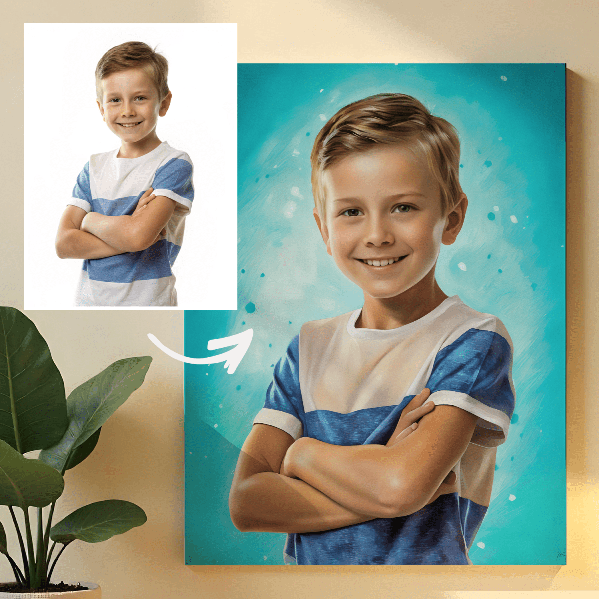 Image of Portret chłopca - obraz na płótnie z Twojego zdjęcia - Wymaluj Prezent