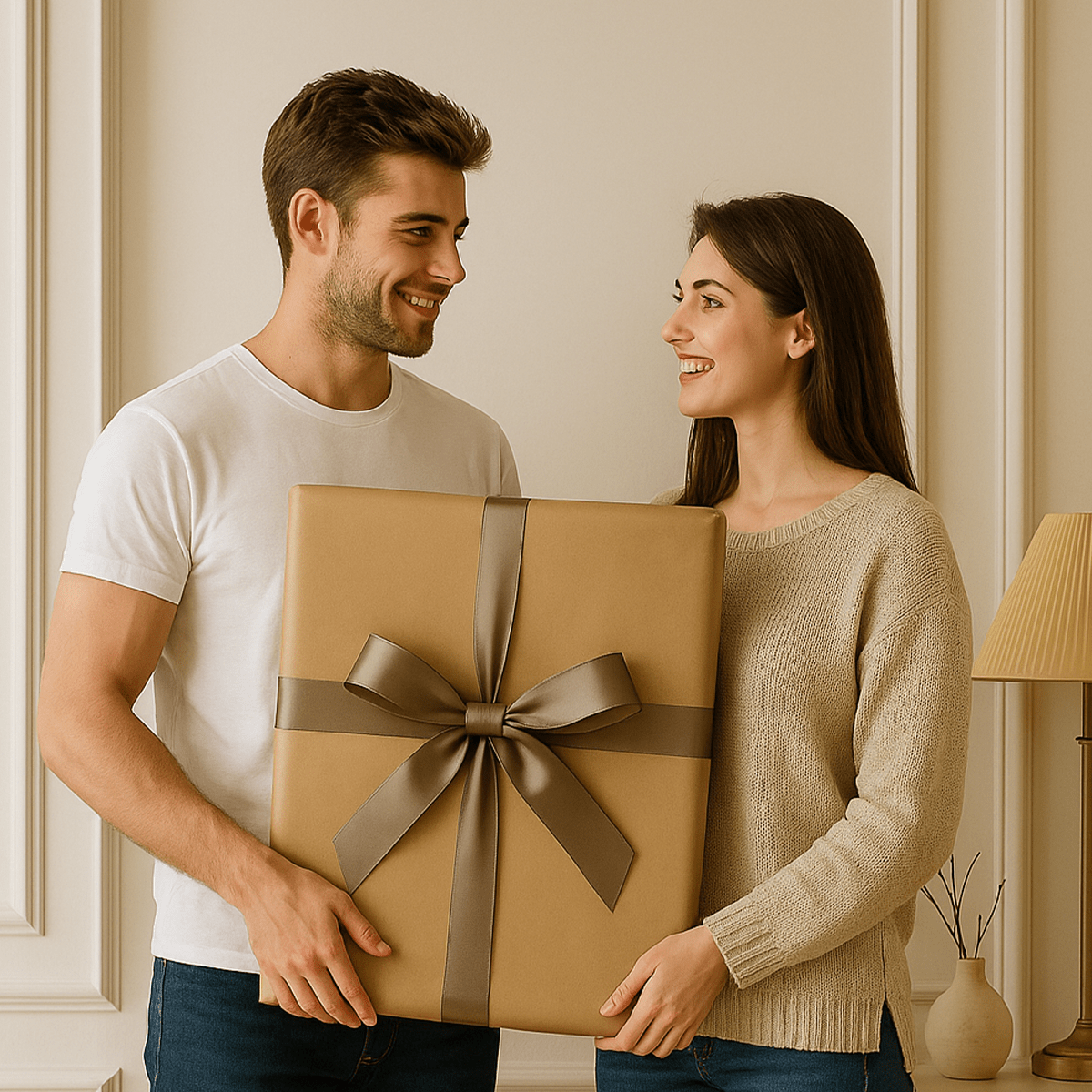 Portret damy i generała - obraz na płótnie z Twojego zdjęcia - Wymaluj Prezent