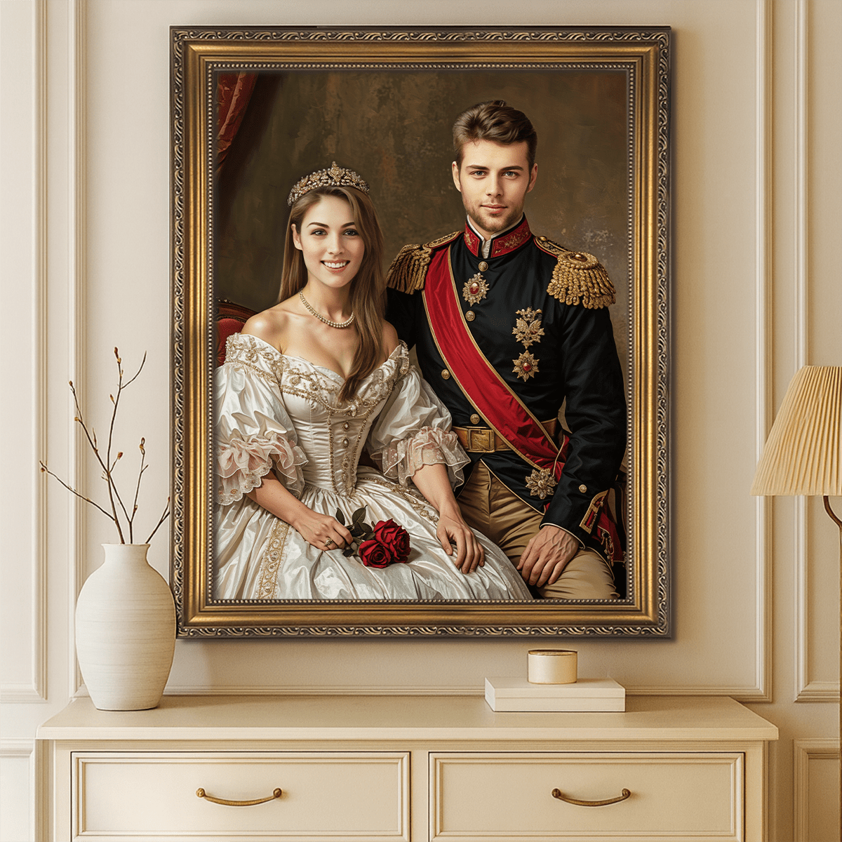 Image of Portret damy i generała - obraz na płótnie z Twojego zdjęcia - Wymaluj Prezent