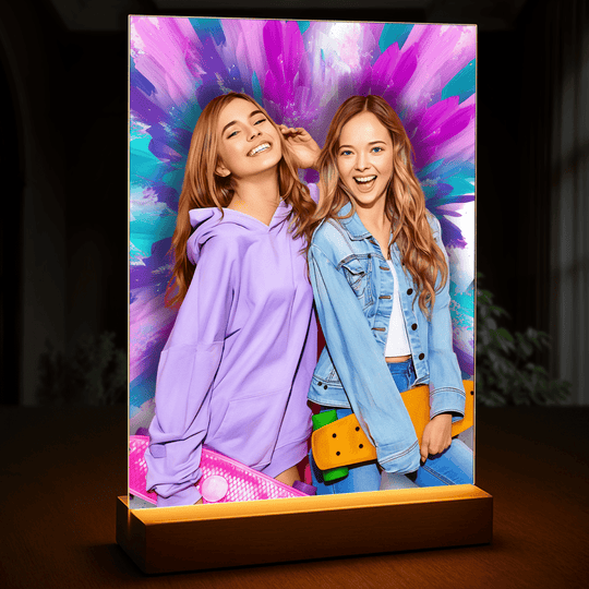 Portret dwóch przyjaciółek - druk na szkle, portret z Twojego zdjęcia