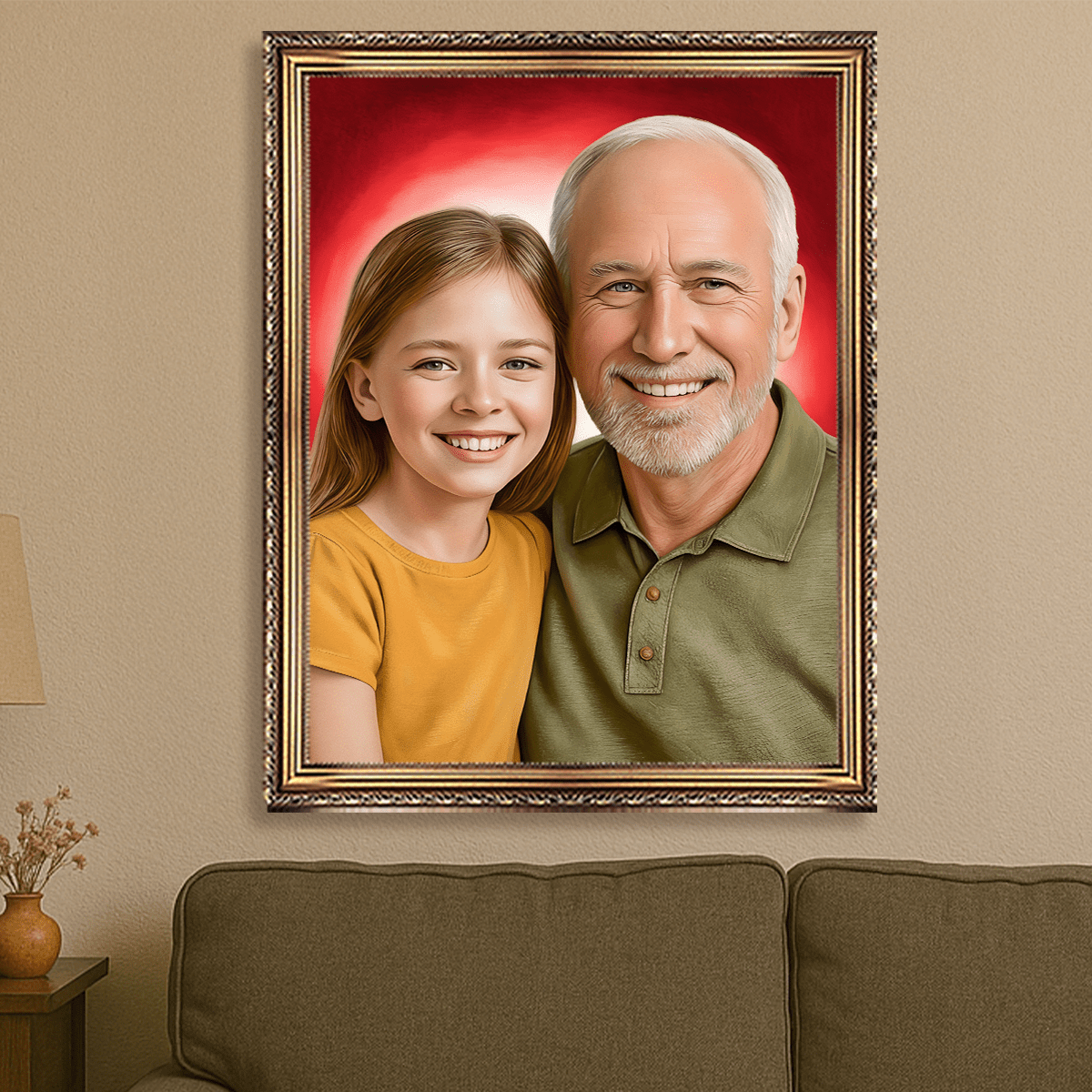 Image of Portret dziadka i wnuczki - obraz na płótnie z Twojego zdjęcia - Wymaluj Prezent