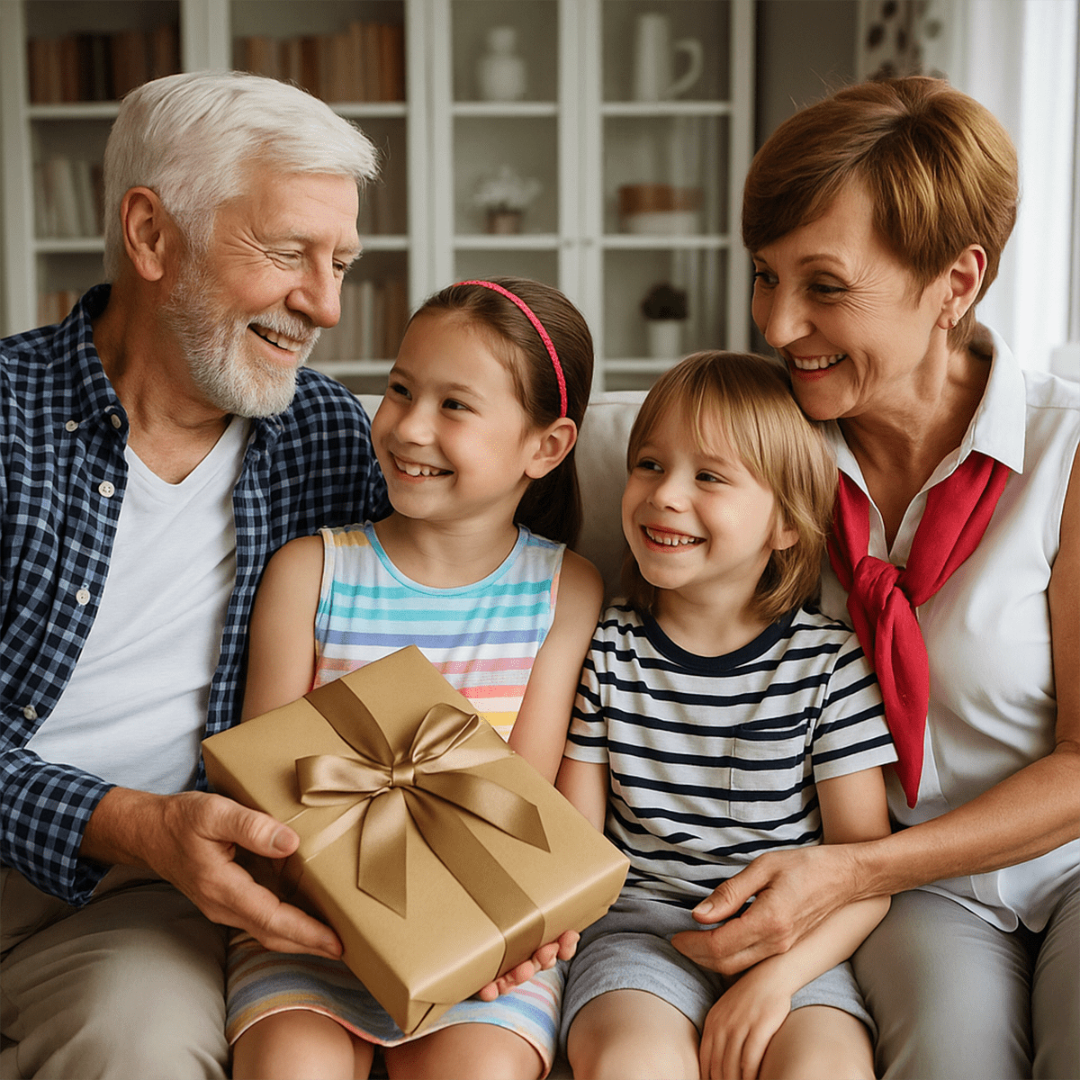 Image of Portret dziadków z wnukami - druk na szkle, portret z Twojego zdjęcia - Wymaluj Prezent
