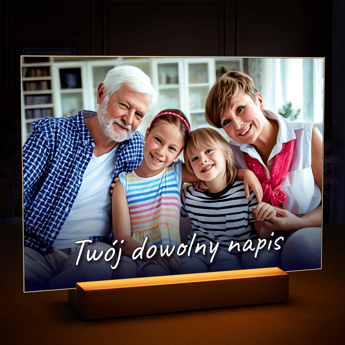 Portret dziadków z wnukami - druk na szkle, portret z Twojego zdjęcia - Wymaluj Prezent