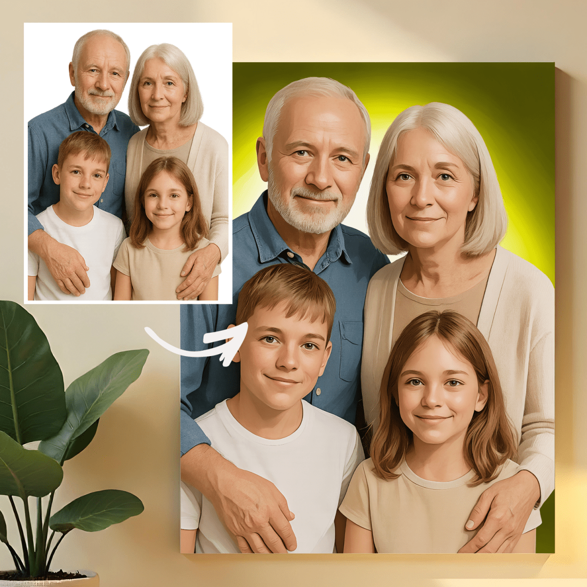 Image of Portret dziadków z wnukami - obraz na płótnie z Twojego zdjęcia - Wymaluj Prezent