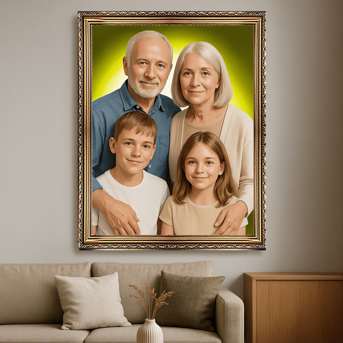 Image of Portret dziadków z wnukami - obraz na płótnie z Twojego zdjęcia - Wymaluj Prezent