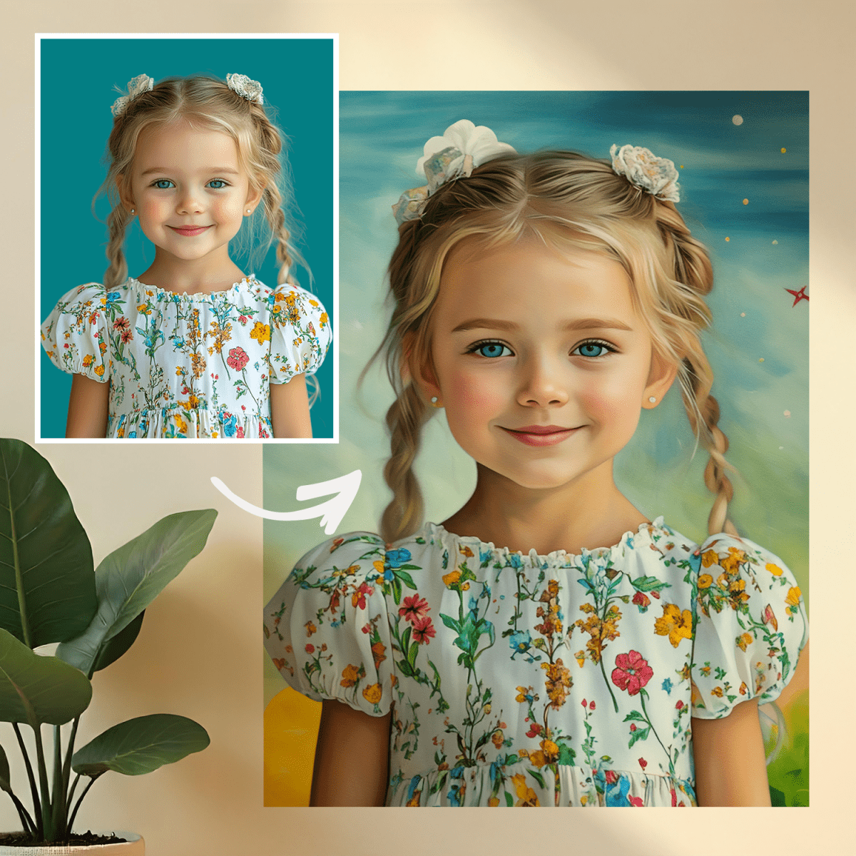 Image of Portret dziewczynki - obraz na płótnie z Twojego zdjęcia - Wymaluj Prezent