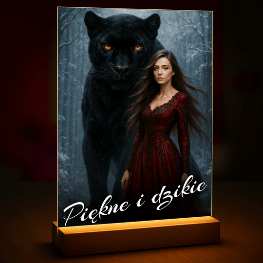 Portret dziewczyny z czarną panterą - druk na szkle, portret z Twojego zdjęcia