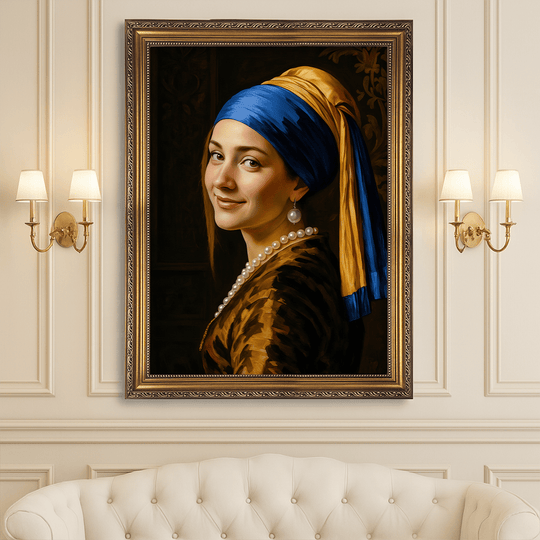 Portret dziewczyny z perłą - obraz na płótnie z Twojego zdjęcia