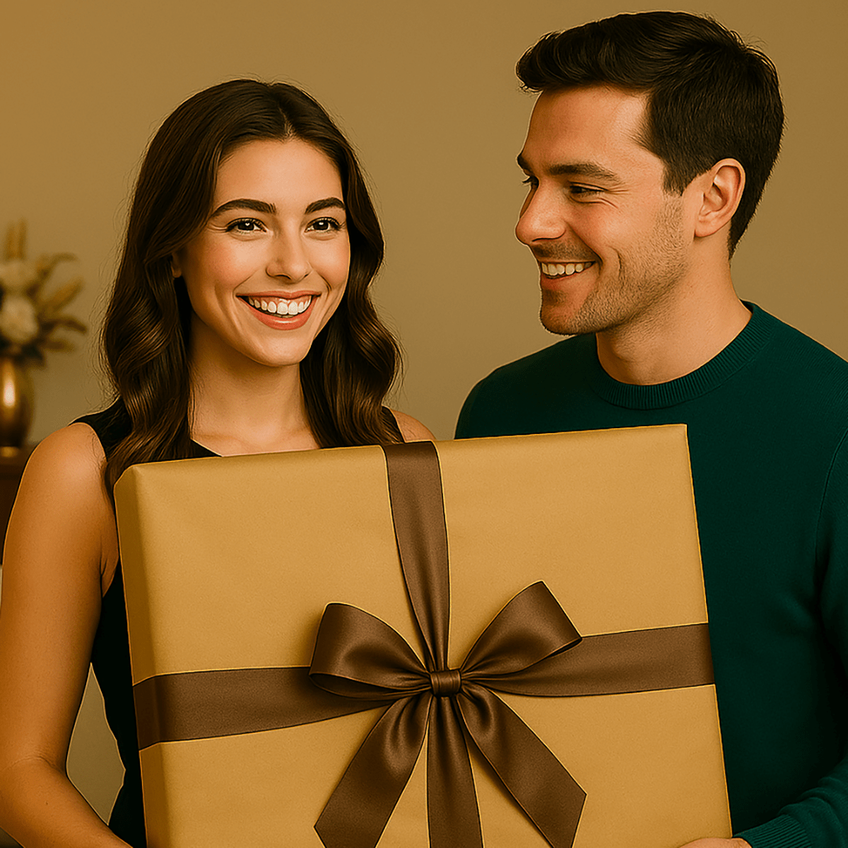 Image of Portret dziewczyny ze złotym tłem - obraz na płótnie z Twojego zdjęcia - Wymaluj Prezent