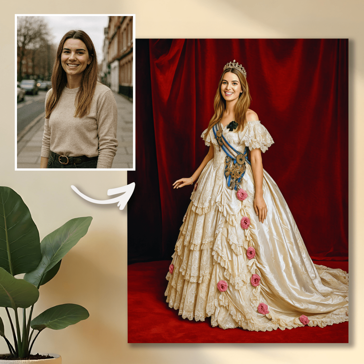 Image of Portret Jej Wysokości - obraz na płótnie z Twojego zdjęcia - Wymaluj Prezent