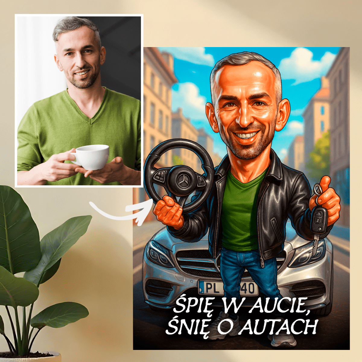 Portret kierowcy - druk na szkle, portret z Twojego zdjęcia - Wymaluj Prezent