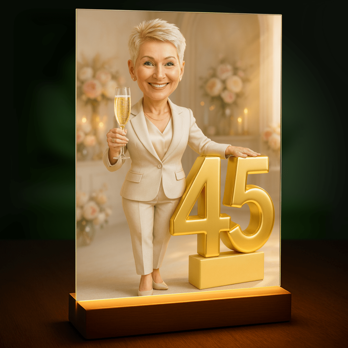 Portret kobiety na 45 urodziny - druk na szkle, portret z Twojego zdjęcia - Wymaluj Prezent