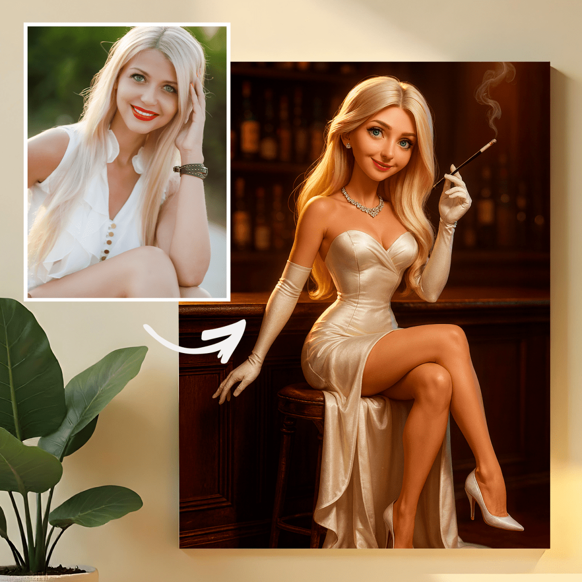 Image of Portret kobiety w stylu vintage - obraz na płótnie z Twojego zdjęcia - Wymaluj Prezent