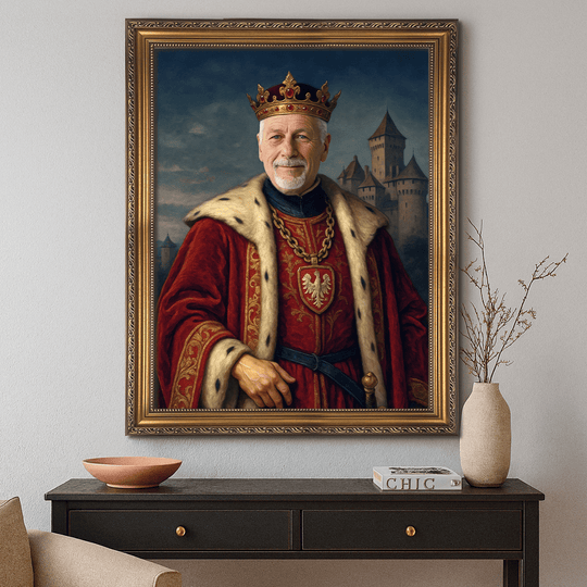 Portret króla Polski - obraz na płótnie z Twojego zdjęcia