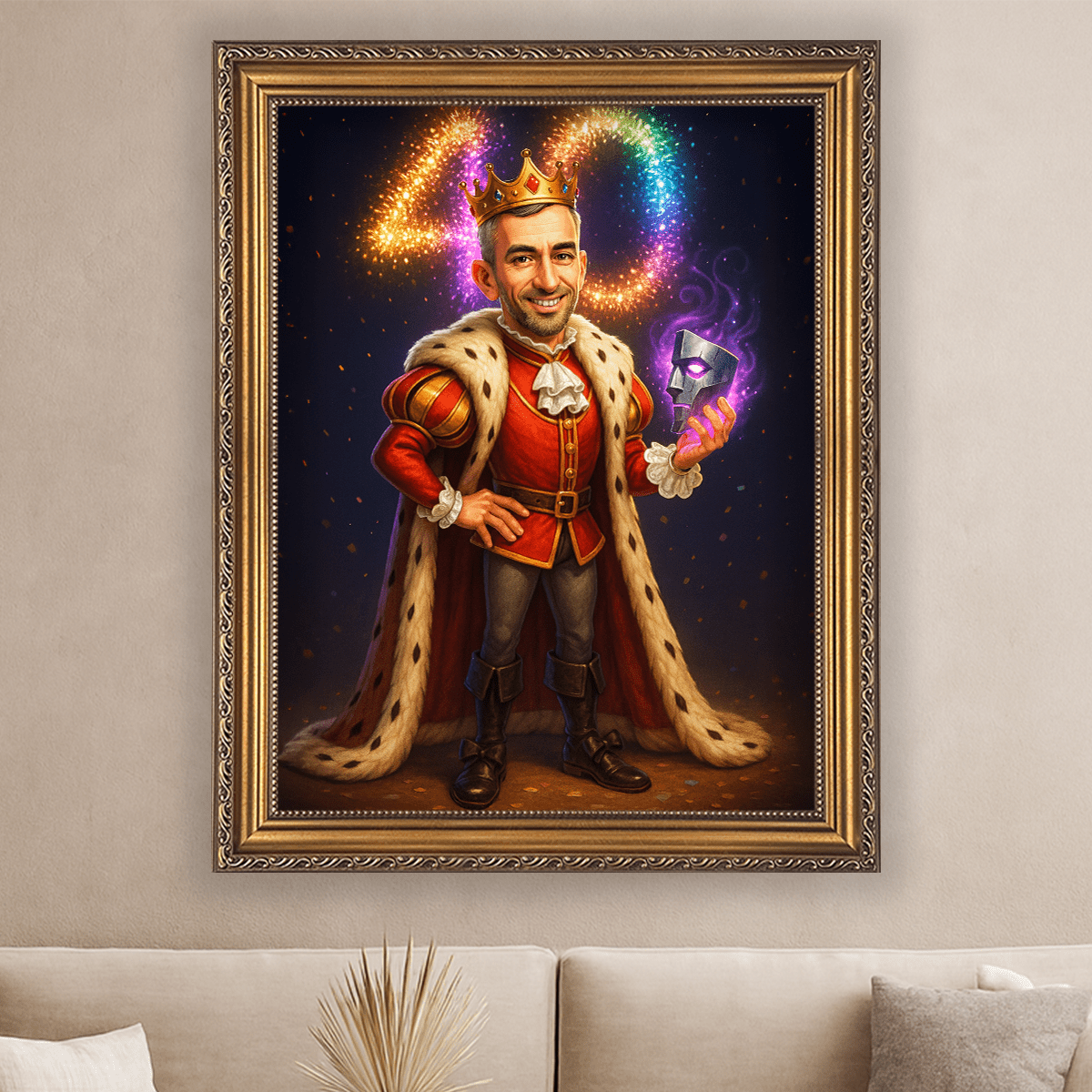 Image of Portret króla w dniu 40 urodzin - obraz na płótnie z Twojego zdjęcia - Wymaluj Prezent