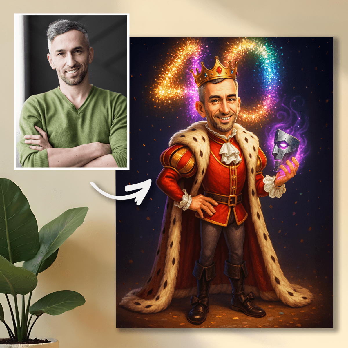 Portret króla w dniu 40 urodzin - obraz na płótnie z Twojego zdjęcia - Wymaluj Prezent