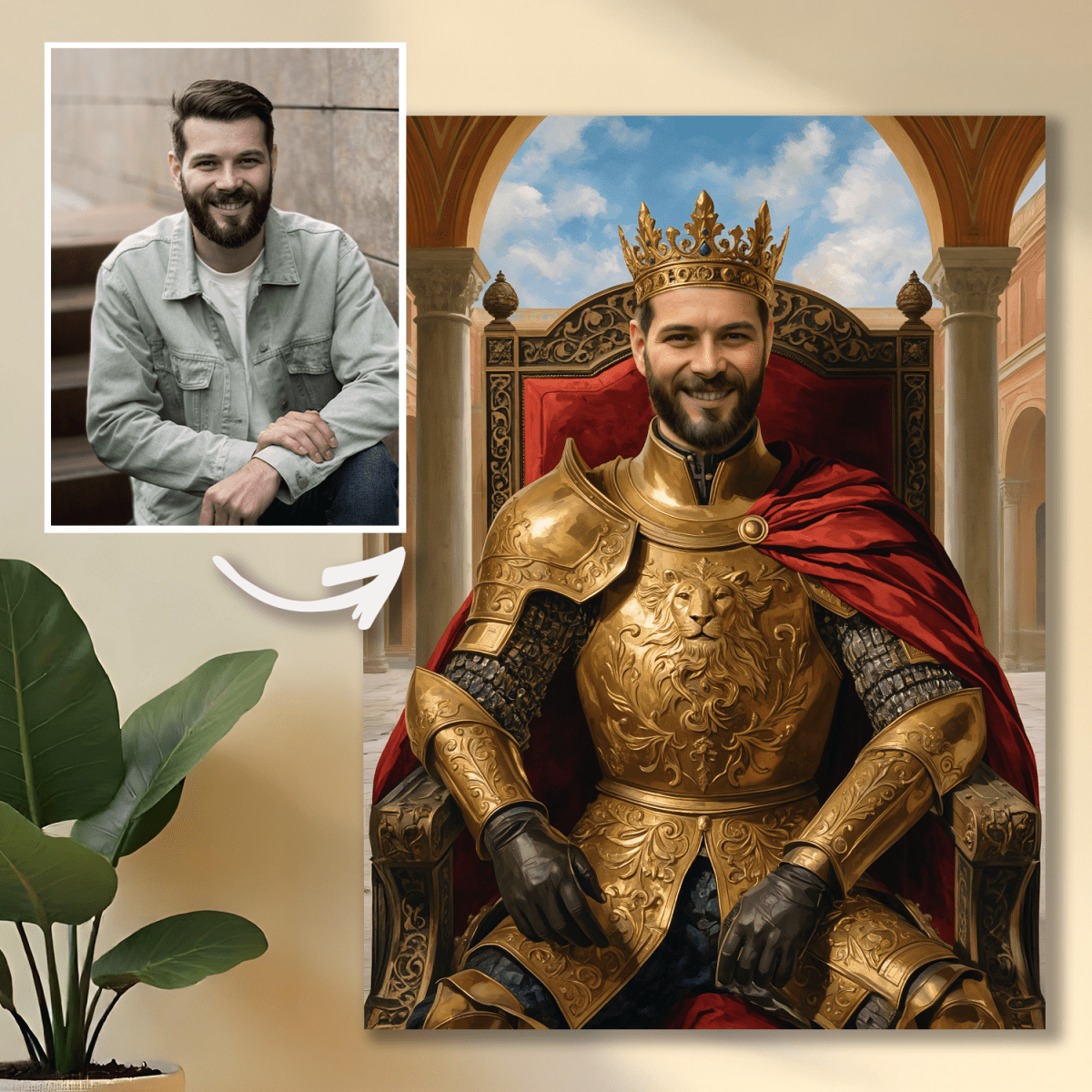 Portret króla w zbroi - obraz na płótnie z Twojego zdjęcia - Wymaluj Prezent