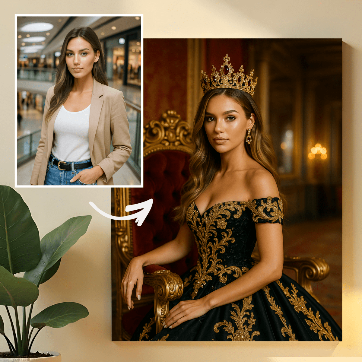 Portret królowej - obraz na płótnie z Twojego zdjęcia - Wymaluj Prezent