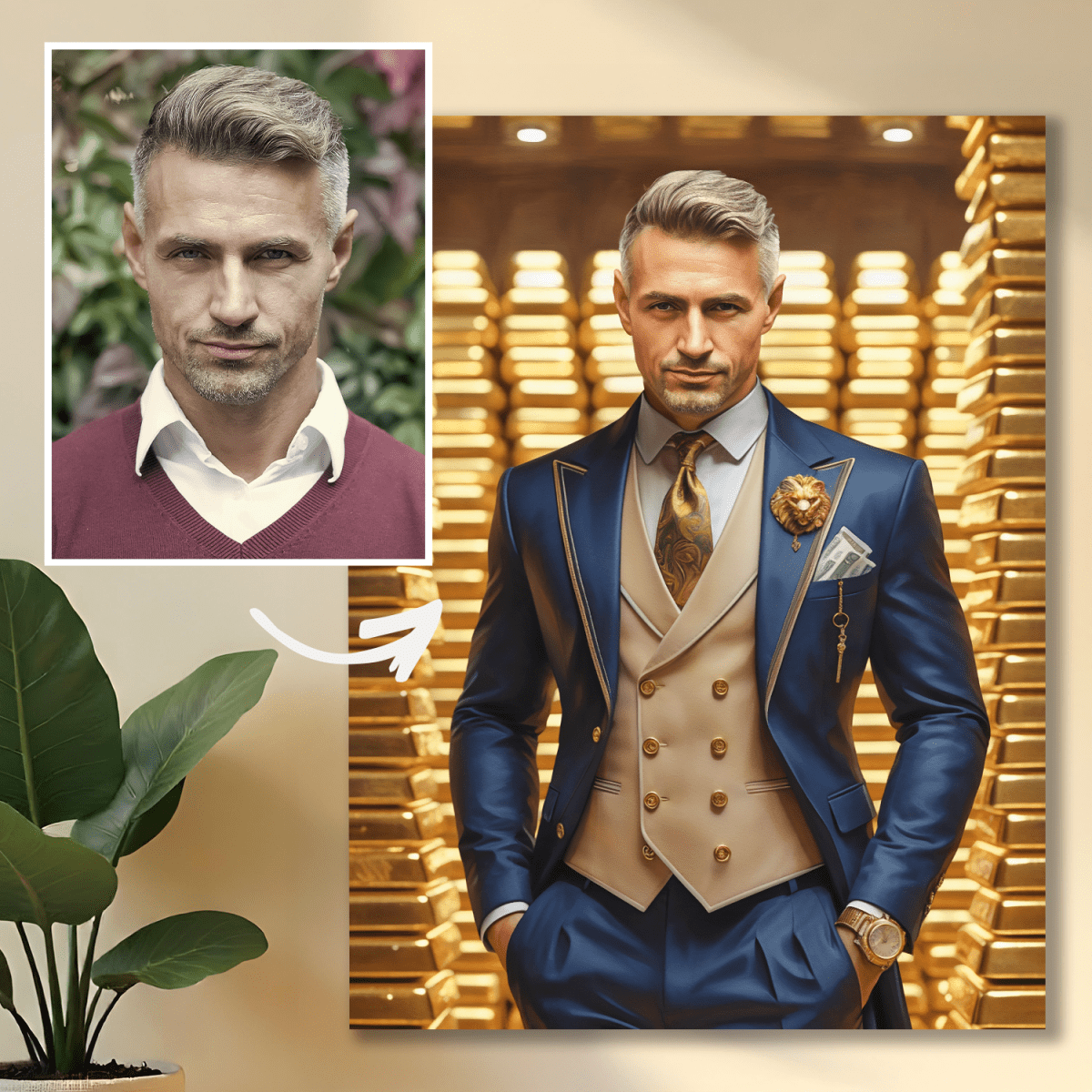 Image of Portret magnata - obraz na płótnie z Twojego zdjęcia - Wymaluj Prezent