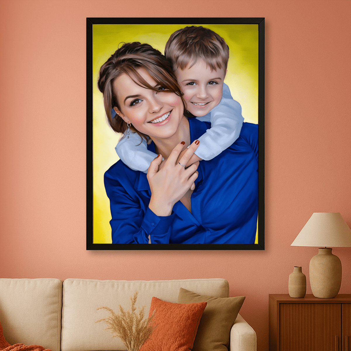 Image of Portret mamy z synkiem - obraz na płótnie z Twojego zdjęcia - Wymaluj Prezent