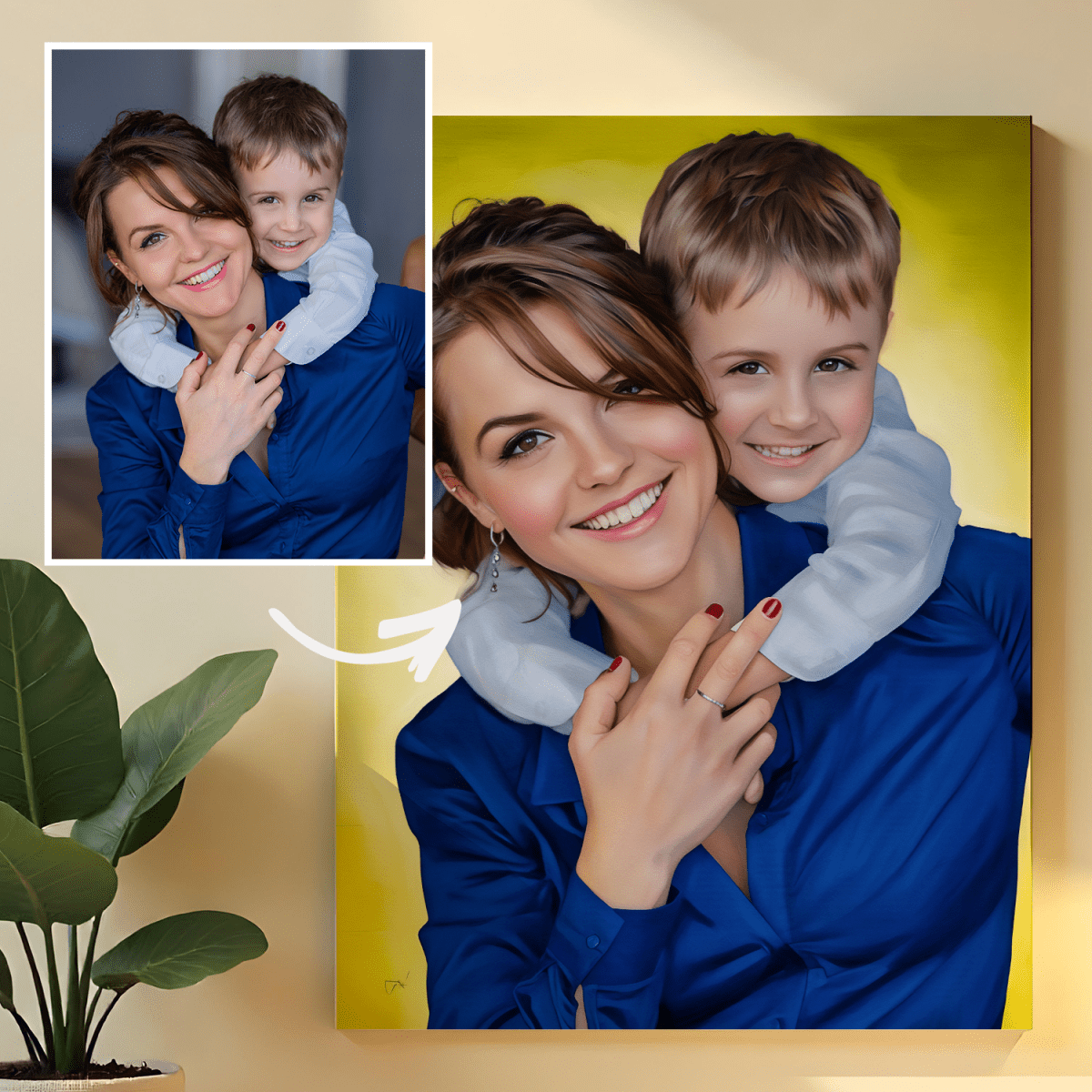 Image of Portret mamy z synkiem - obraz na płótnie z Twojego zdjęcia - Wymaluj Prezent