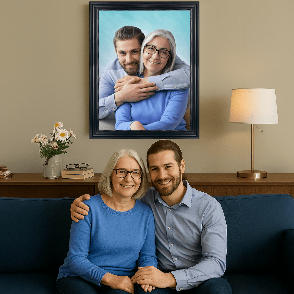 Image of Portret matki z synem - obraz na płótnie z Twojego zdjęcia - Wymaluj Prezent