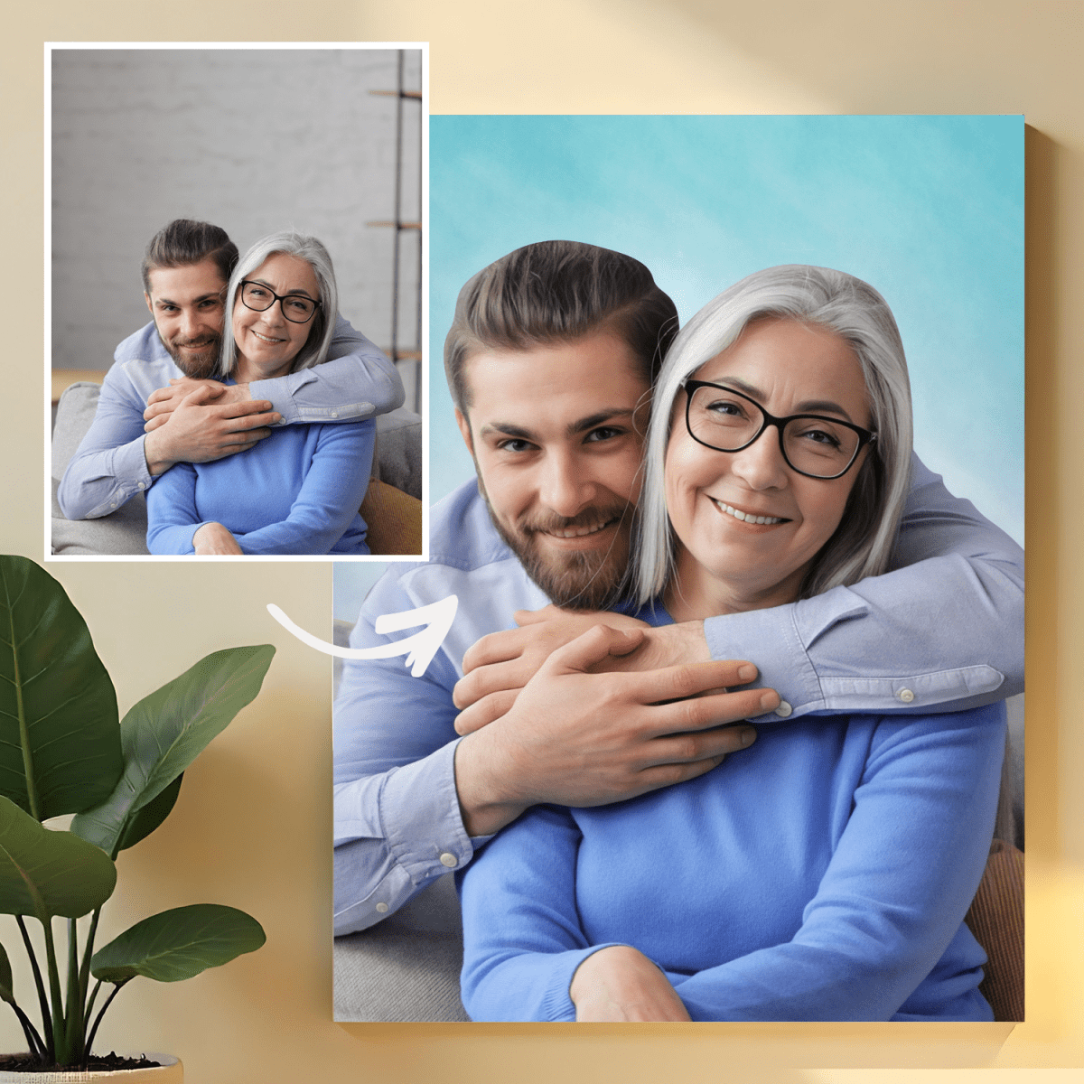 Image of Portret matki z synem - obraz na płótnie z Twojego zdjęcia - Wymaluj Prezent