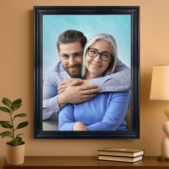 Portret matki z synem - obraz na płótnie z Twojego zdjęcia